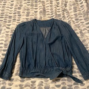 Madewell cropped denim wrap top